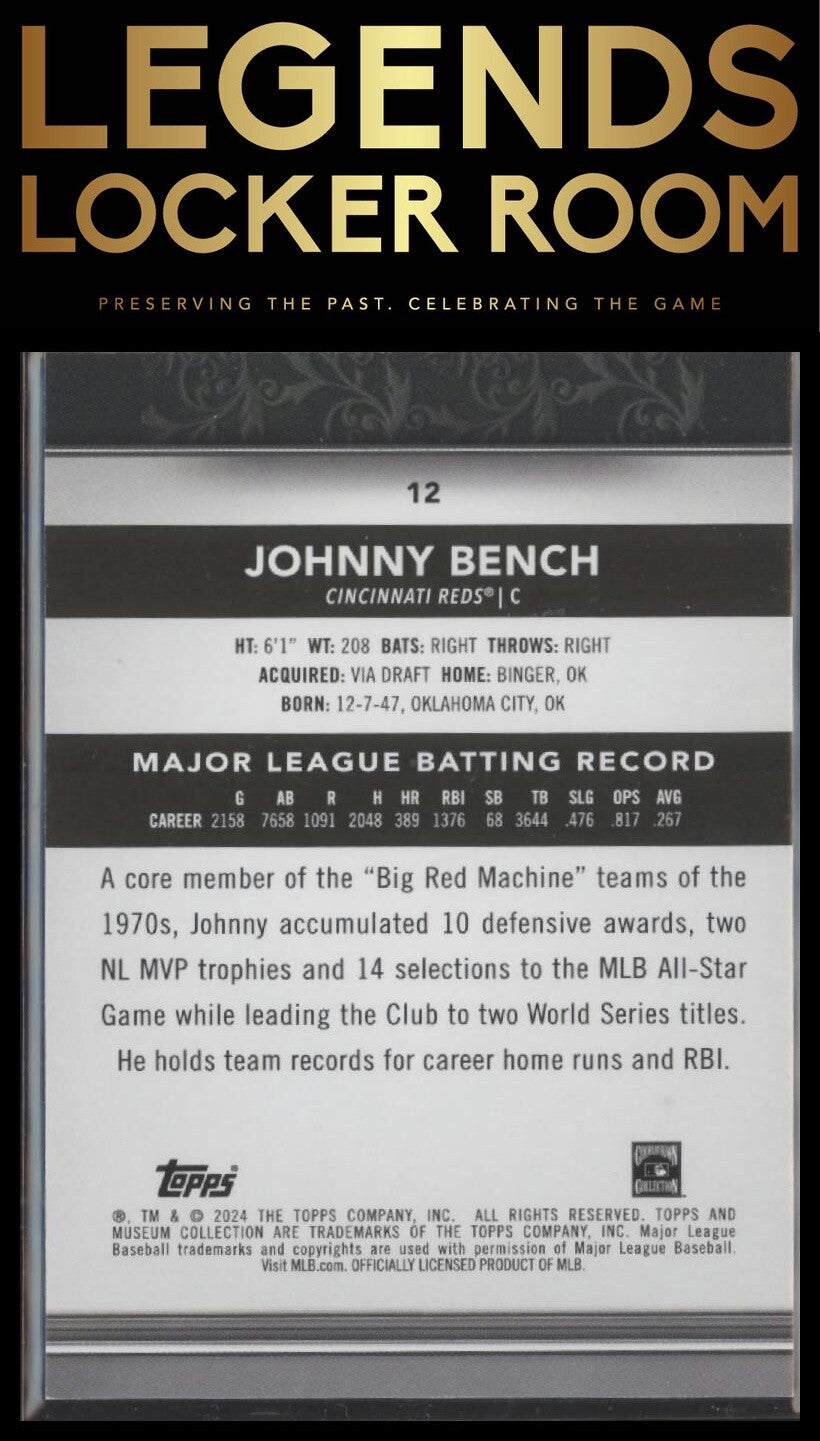 2024 Topps Museum Collection #12 Johnny Bench