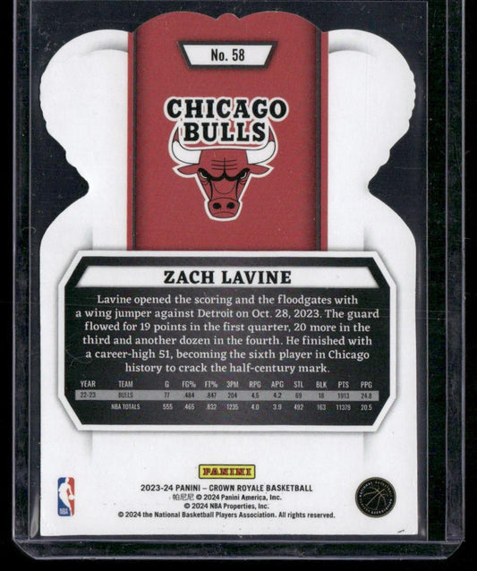 2023-24 Panini Crown Royale #58 Zach LaVine Crystal Purple #/25