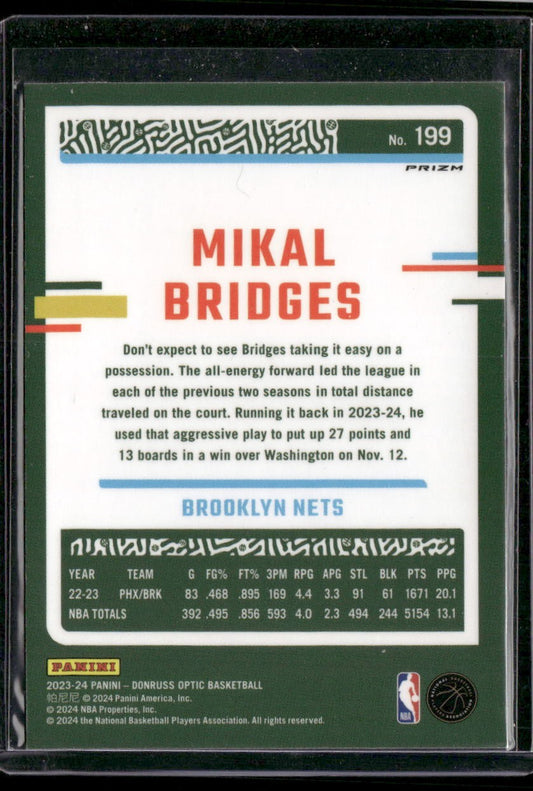2023-24 Donruss Optic #199 Mikal Bridges Blue Velocity