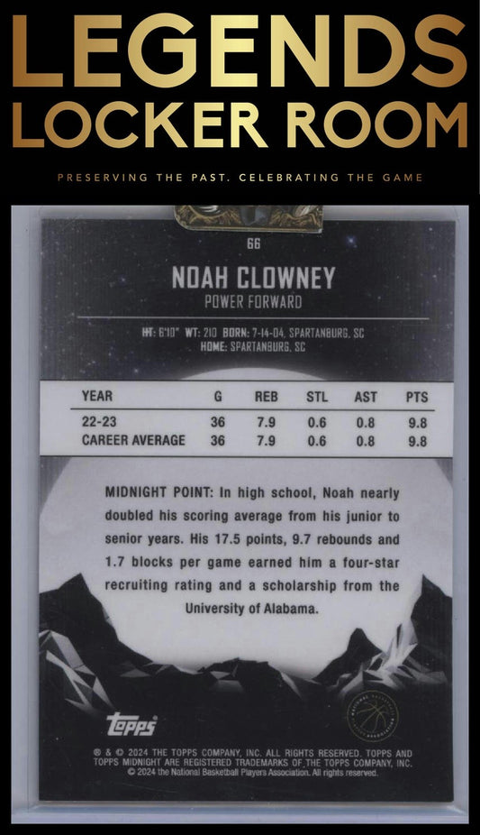 2023-24 Topps Midnight #66 Noah Clowney Twilight #/99