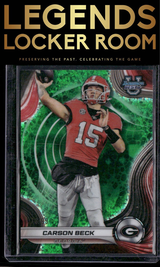 2024 Bowman University Best #4 Carson Beck Green Mini Diamond Refractor #/99