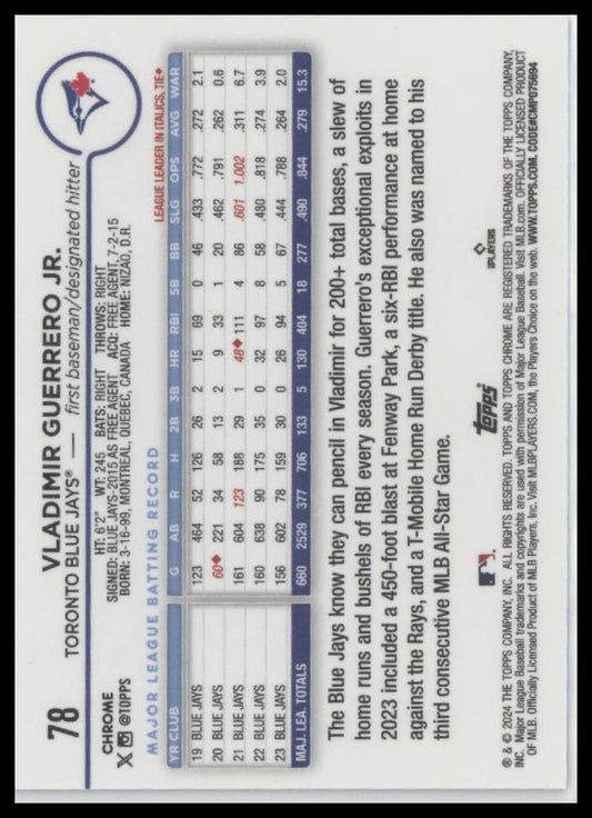 2024 Topps Chrome #78 Vladimir Guerrero Jr.