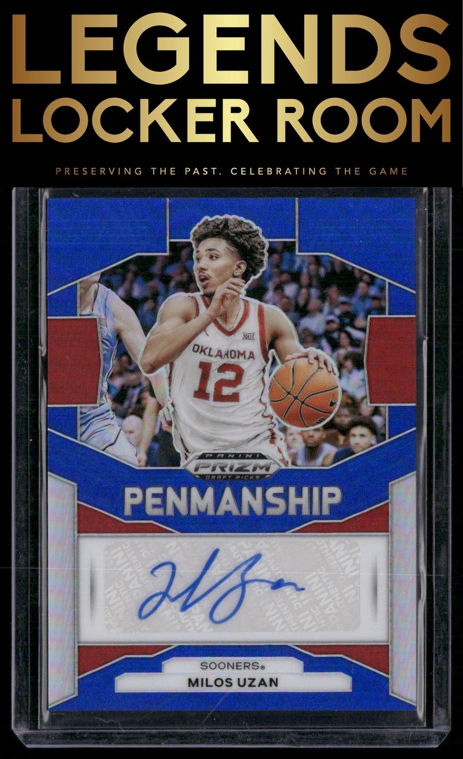 2024 Panini Prizm Draft Picks #P-MUZ Milos Uzan Penmanship Prizms Blue #/149