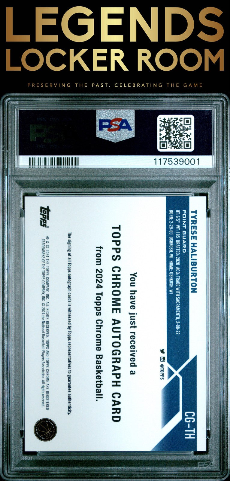 2023 Topps Chrome Topps Chrome Auto Tyrese Haliburton Purple Geometric PSA 9