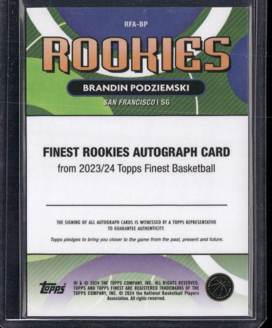 2023-24 Finest Brandin Podziemski Rookie Finest Auto Gold Geometric /50