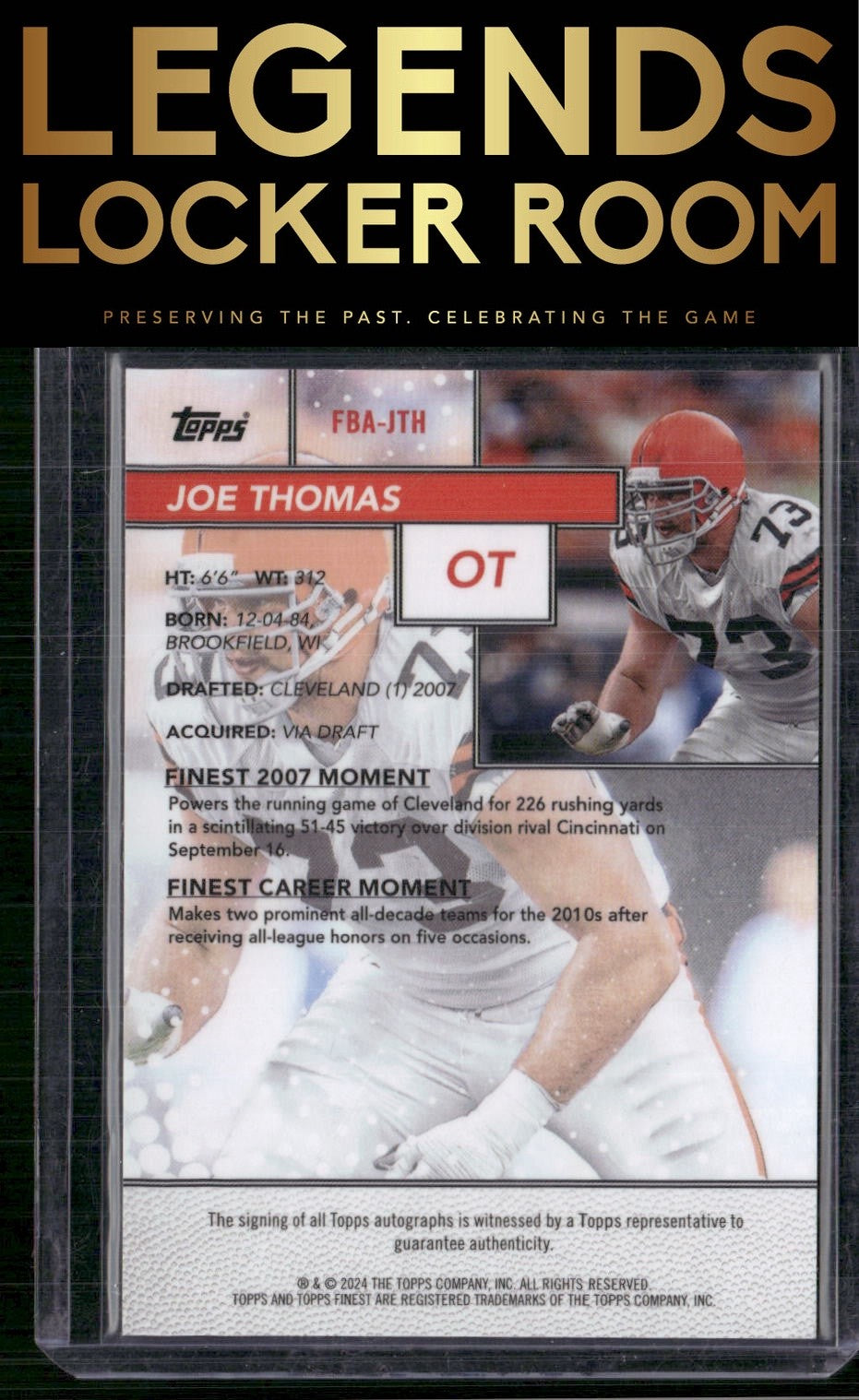 2024 Finest Joe Thomas Flashback Auto Gold Geometric Refractor #/50