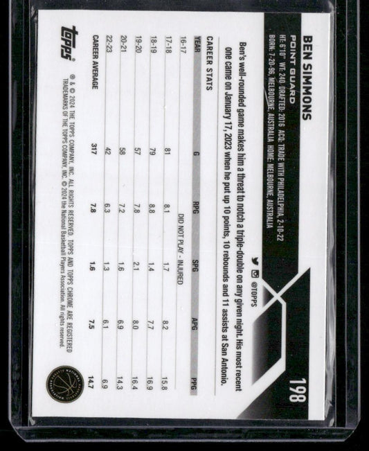 2023-24 Topps Chrome #198 Ben Simmons