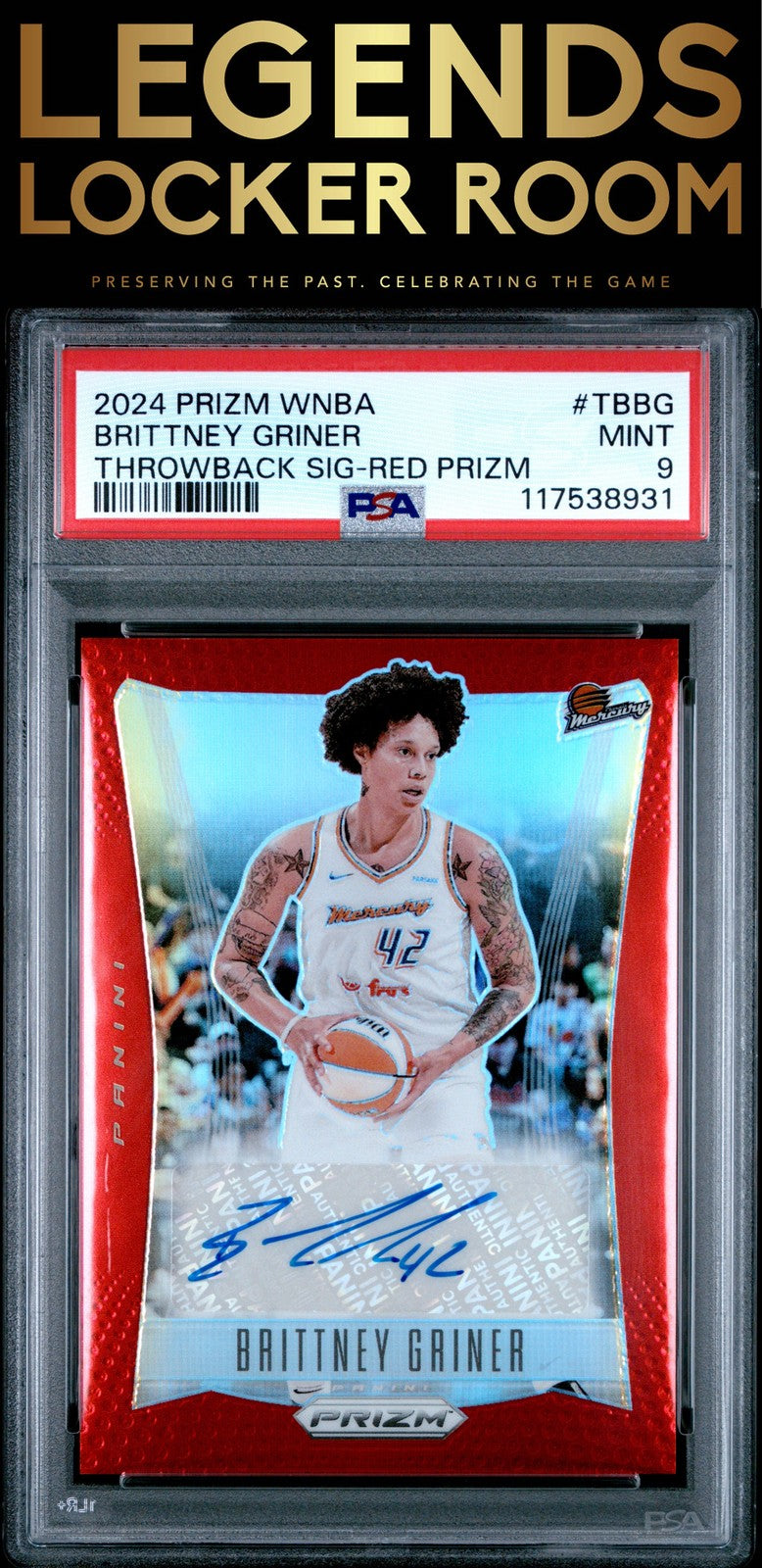 2024 Panini Prizm Wnba Throwback Signatures Brittney Griner Red Prizm PSA 9
