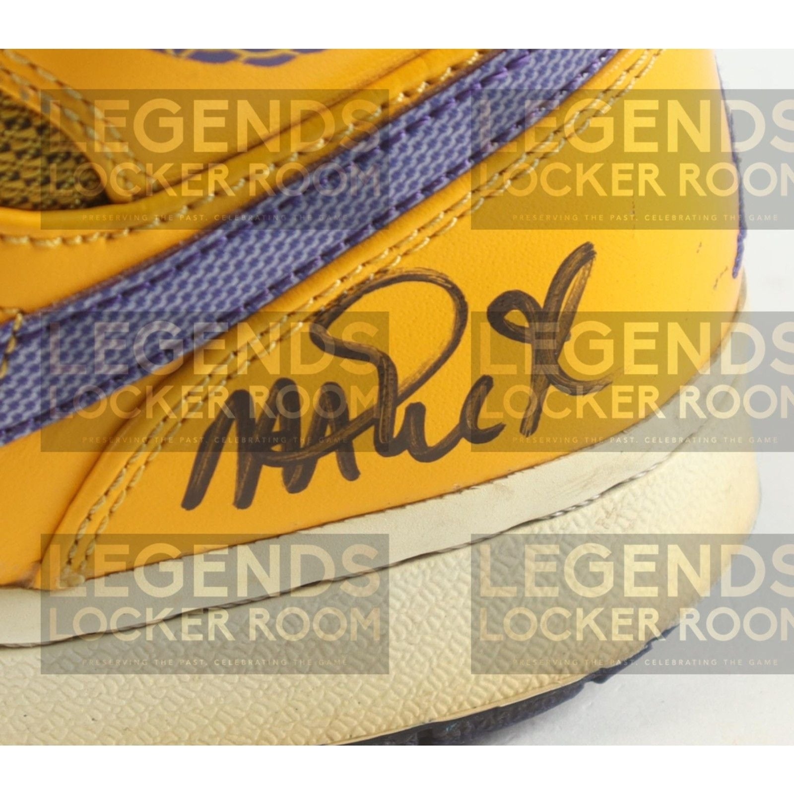 Magic Johnson Signed Nike Air Jordan Lakers Basketball Shoe W/ Display Case