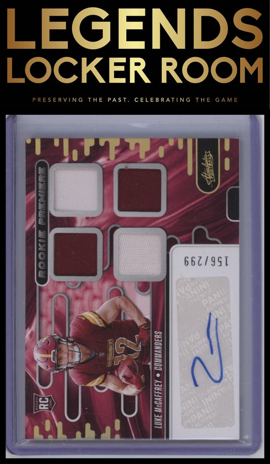 2024 Panini Absolute Luke McCaffrey Rookie Premiere Materials Autos Quad #/299