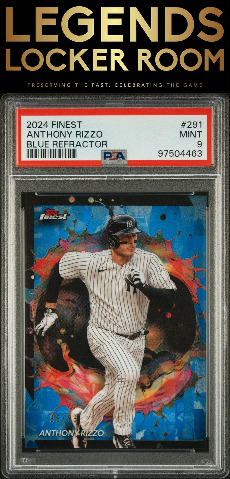 2024 Topps Finest #291 Anthony Rizzo Blue Refractor PSA 9