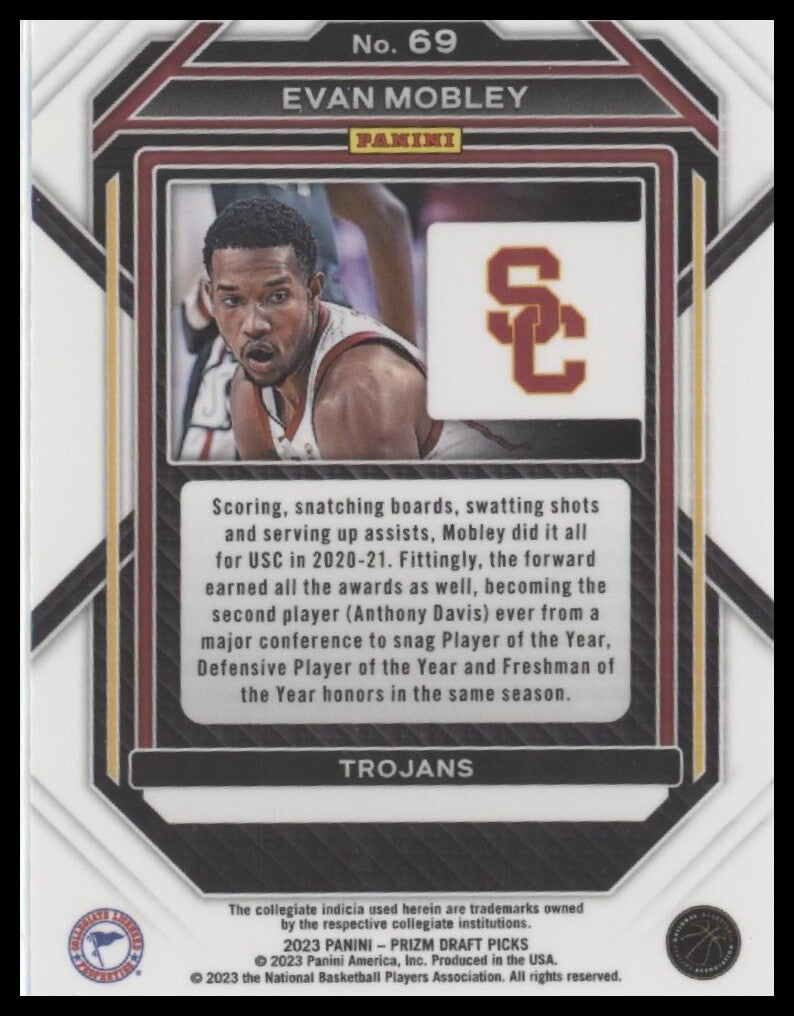 2023 Panini Prizm Draft Picks #69 Evan Mobley