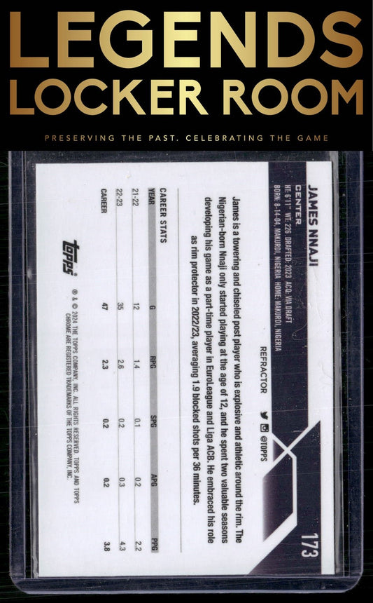 2023-24 Topps Chrome #173 James Nnaji Refractors