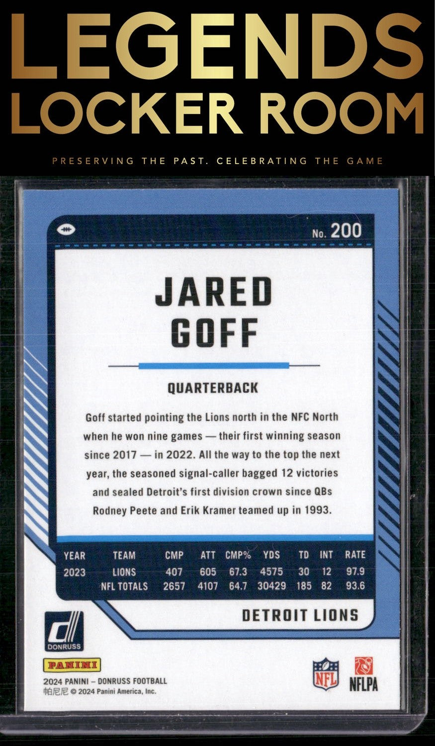 2024 Donruss #200 Jared Goff Press Proof Red