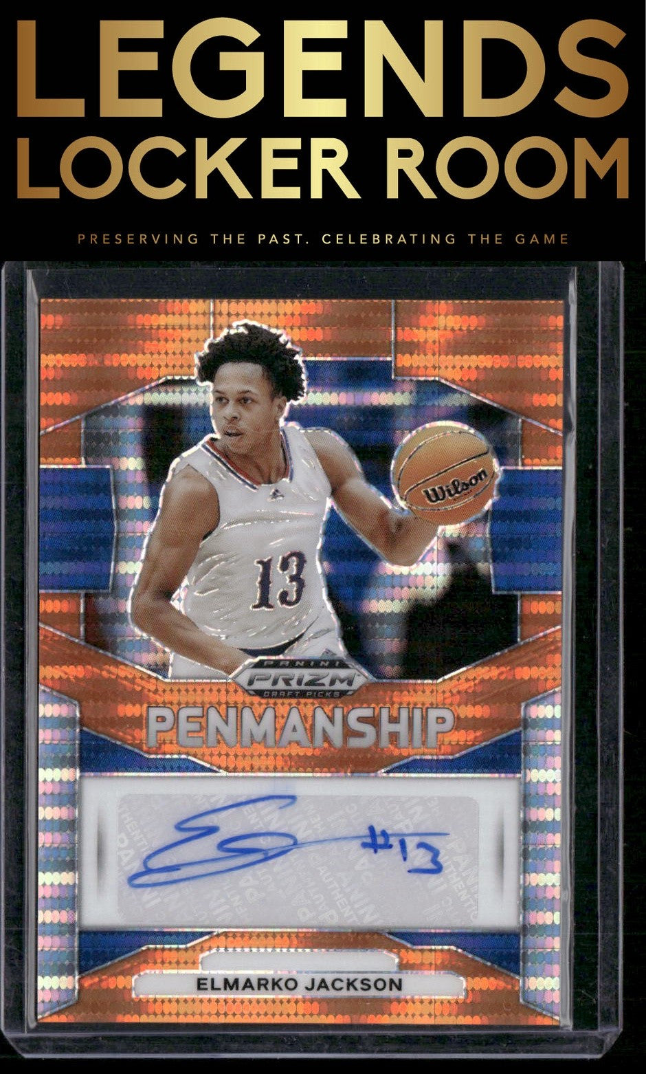 2024 Panini Prizm Draft Picks Elmarko Jackson Penmanship Orange Pulsar #/49