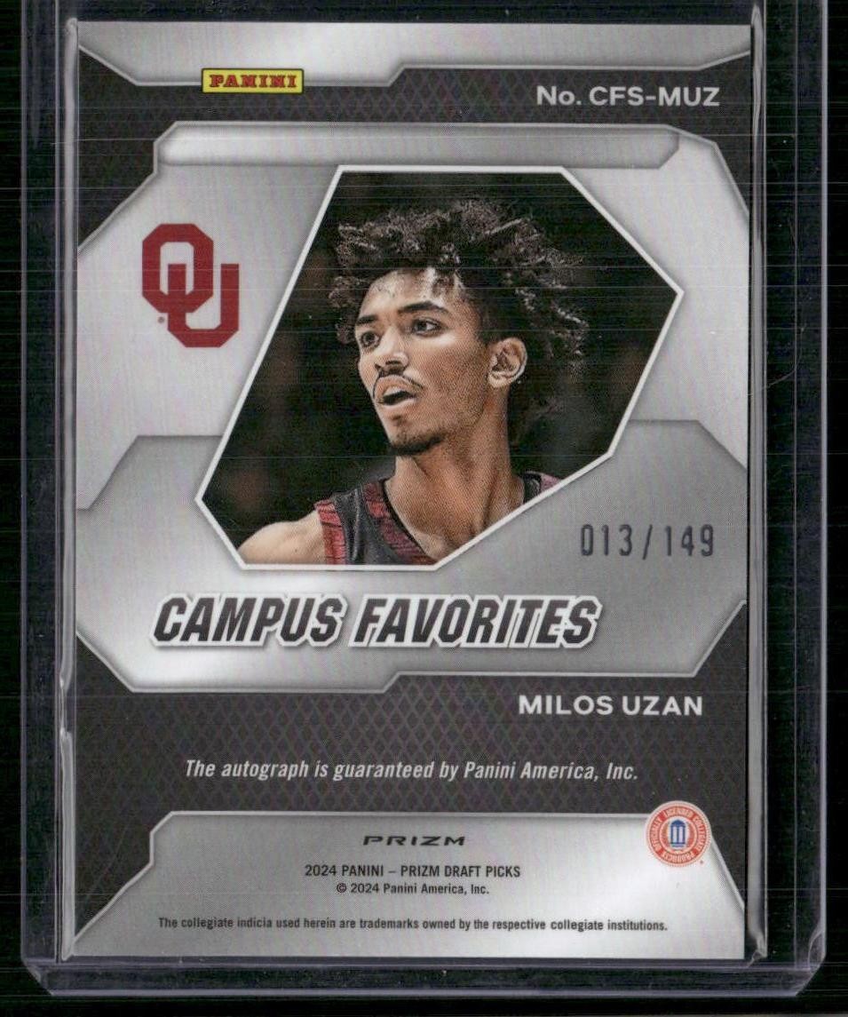 2024 Panini Prizm Draft Picks Milos Uzan Campus Favorites Auto Blue #/149