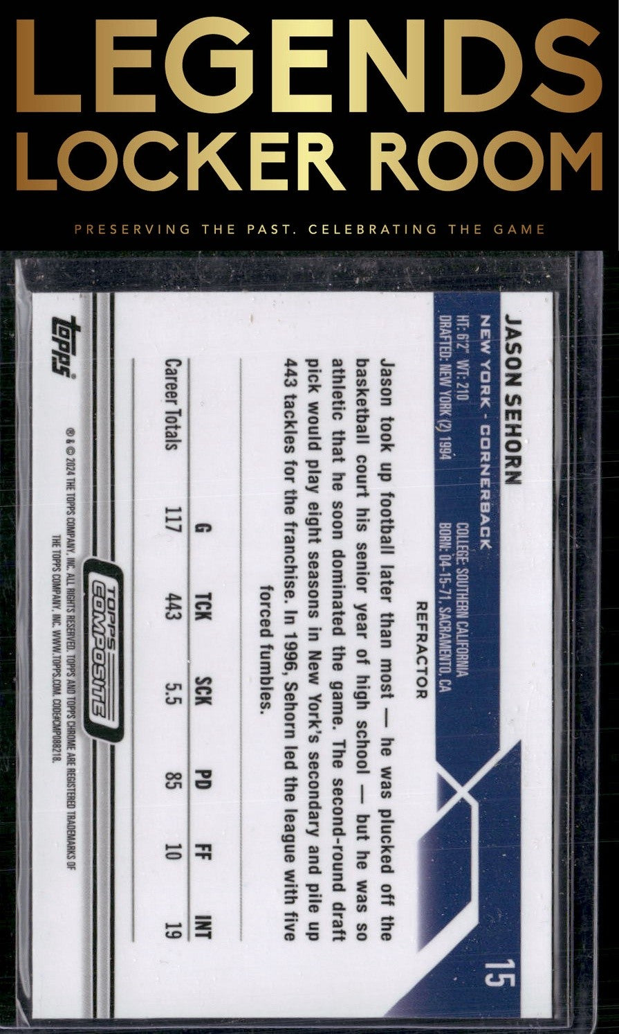 2023 Topps Composite #15 Jason Sehorn Topps Chrome Prism Refractor