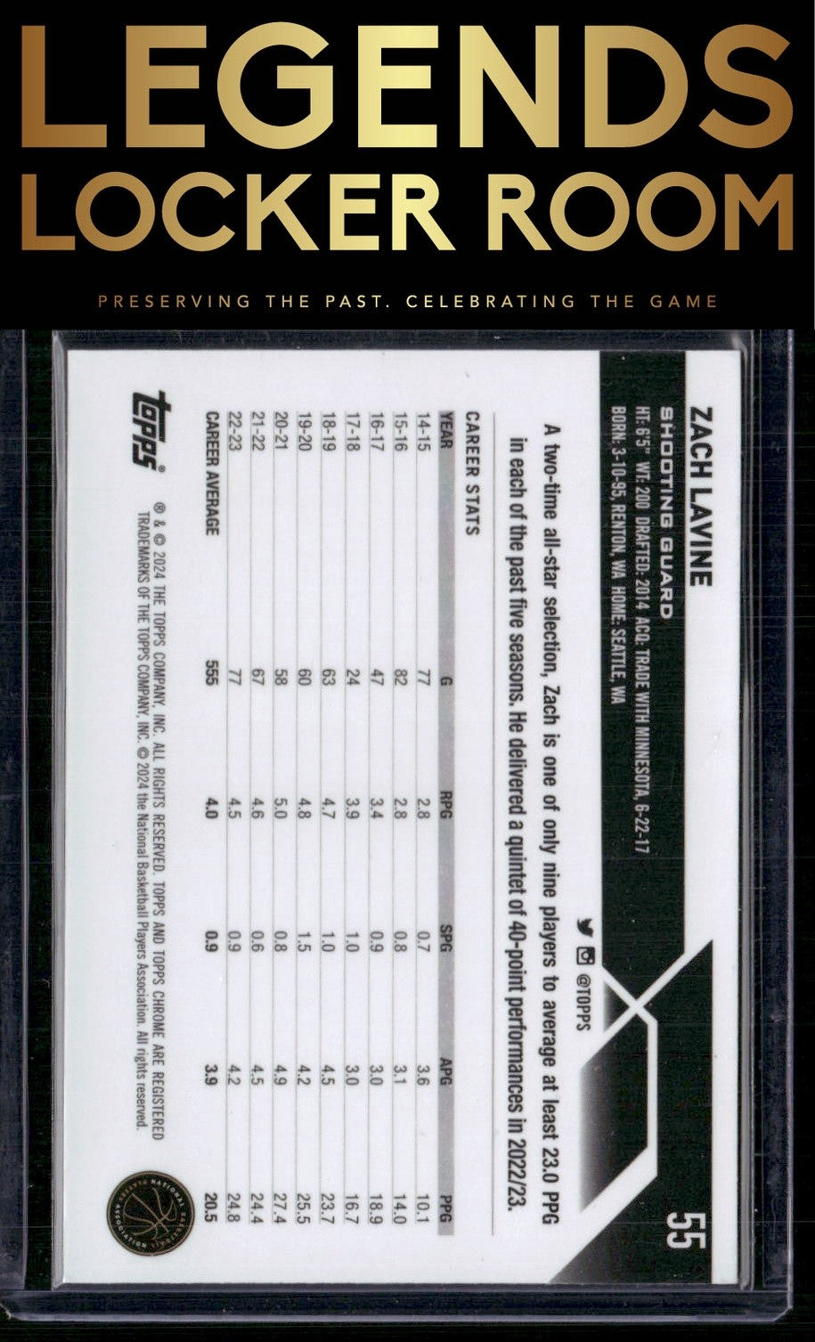 2023-24 Topps Chrome Sapphire #55 Zach LaVine