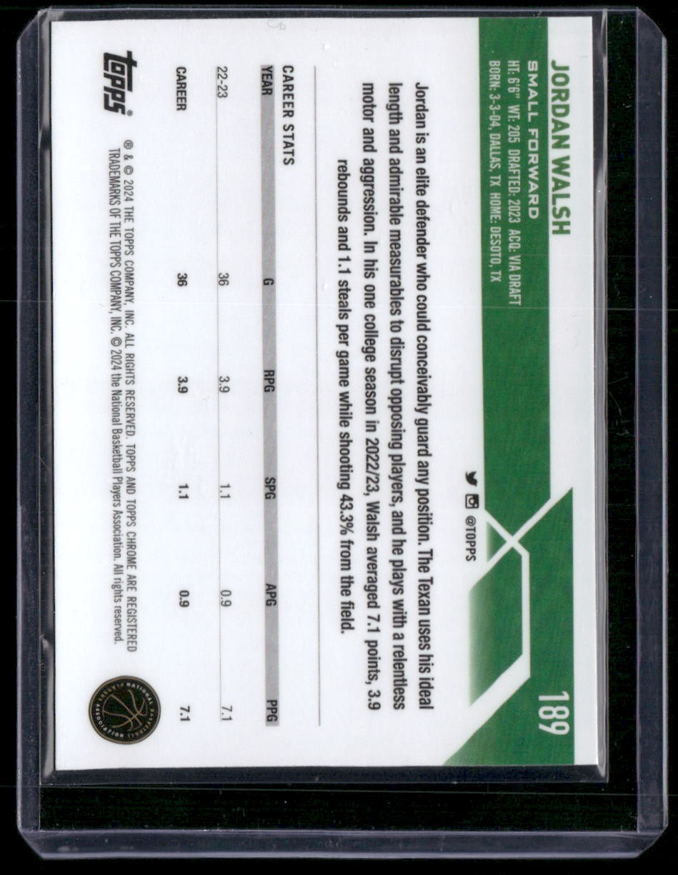 2023-24 Topps Chrome Sapphire #189 Jordan Walsh