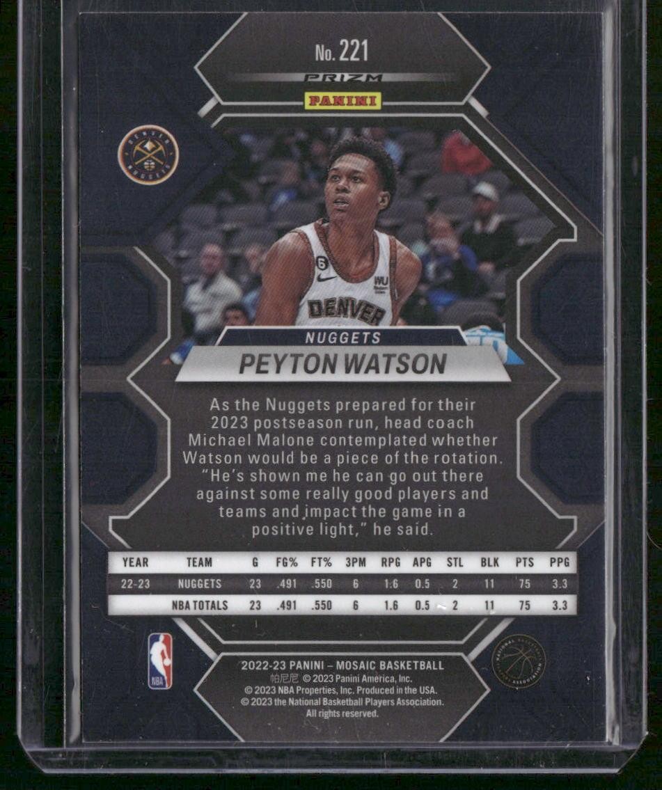 2022-23 Panini Mosaic #221 Peyton Watson Green