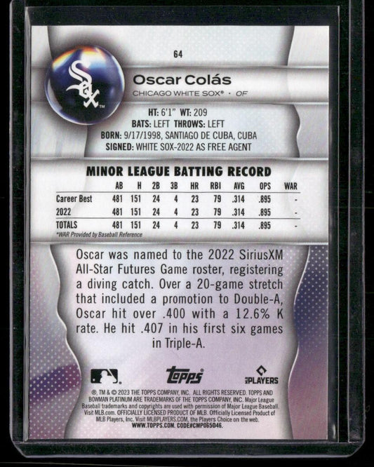 2023 Bowman Platinum #64 Oscar Colás