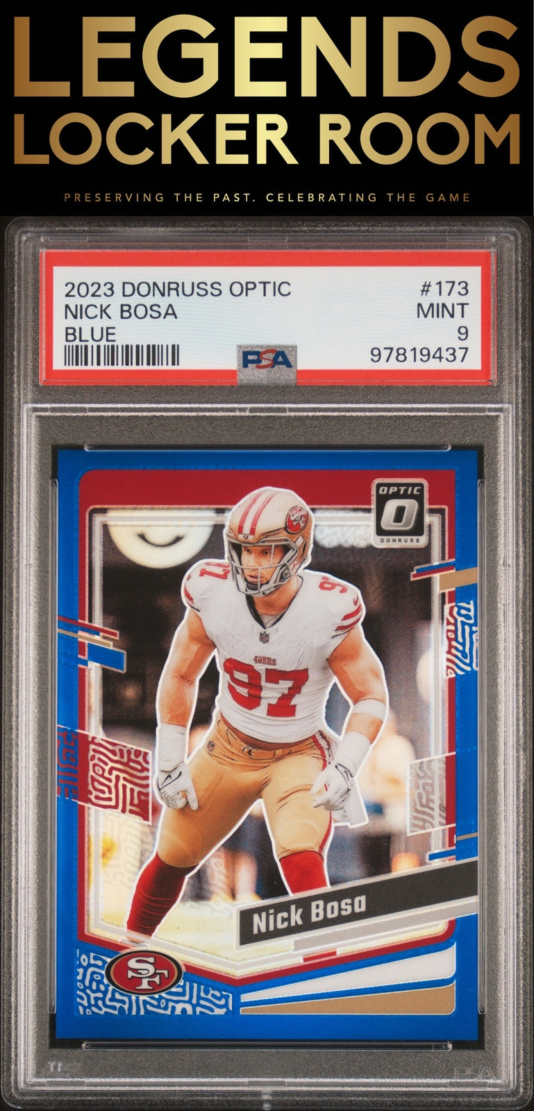 2023 Panini Donruss Optic #173 Nick Bosa Blue PSA 9