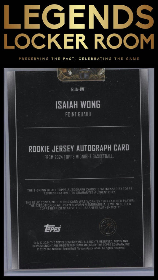 2023-24 Topps Midnight #RJA-IW Isaiah Wong Rookie Jersey Autographs Dusk #/75
