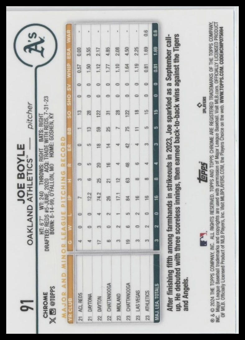 2024 Topps Chrome #91 Joe Boyle