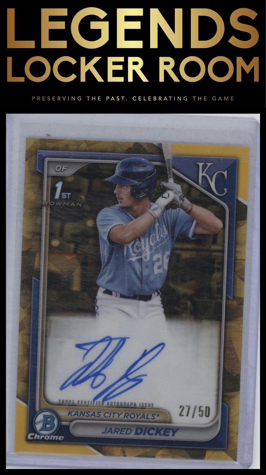 2024 Bowman Sapphire Edition Jared Dickey Chrome Prospect Auto Gold Sapphire /50