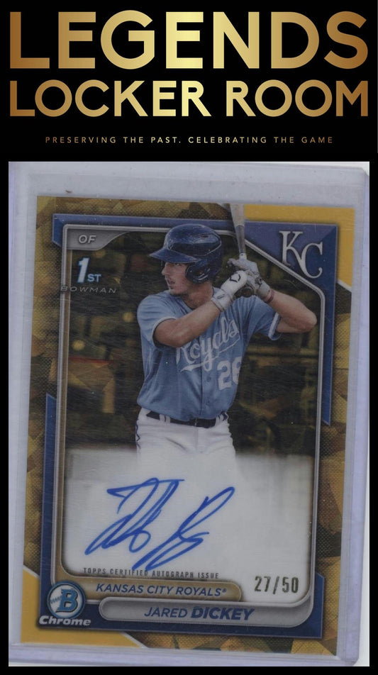 2024 Bowman Sapphire Edition Jared Dickey Chrome Prospect Auto Gold Sapphire /50