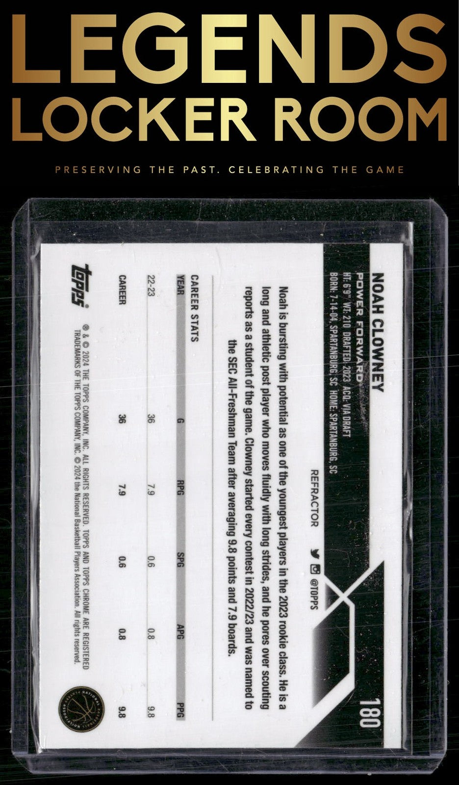 2023-24 Topps Chrome #180 Noah Clowney Refractors