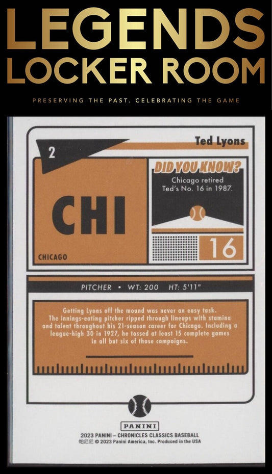 2023 Panini Chronicles: Classics #2 Ted Lyons