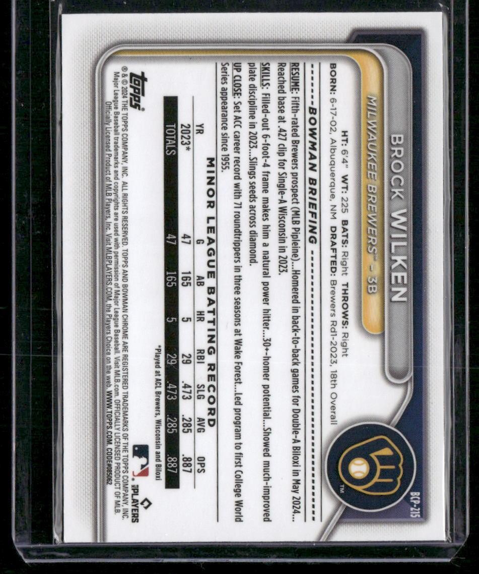 2024 Bowman Chrome #BCP-215 Brock Wilken Prospects