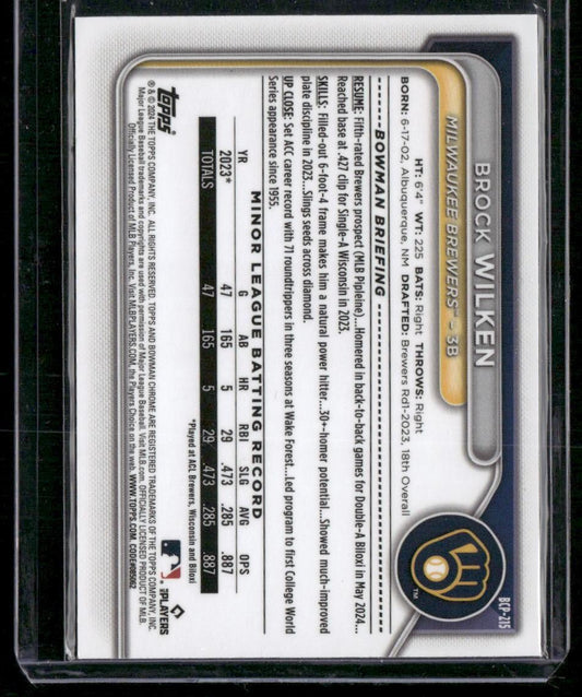 2024 Bowman Chrome #BCP-215 Brock Wilken Prospects