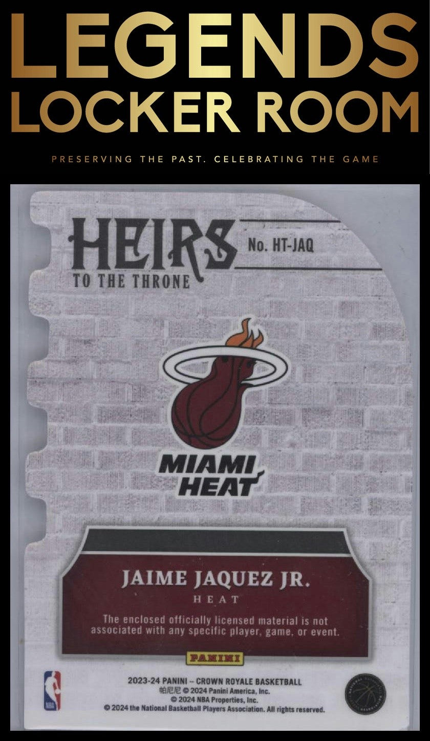 2023-24 Panini Crown Royale #HT-JAQ Jaime Jaquez Jr. Heirs to the Throne