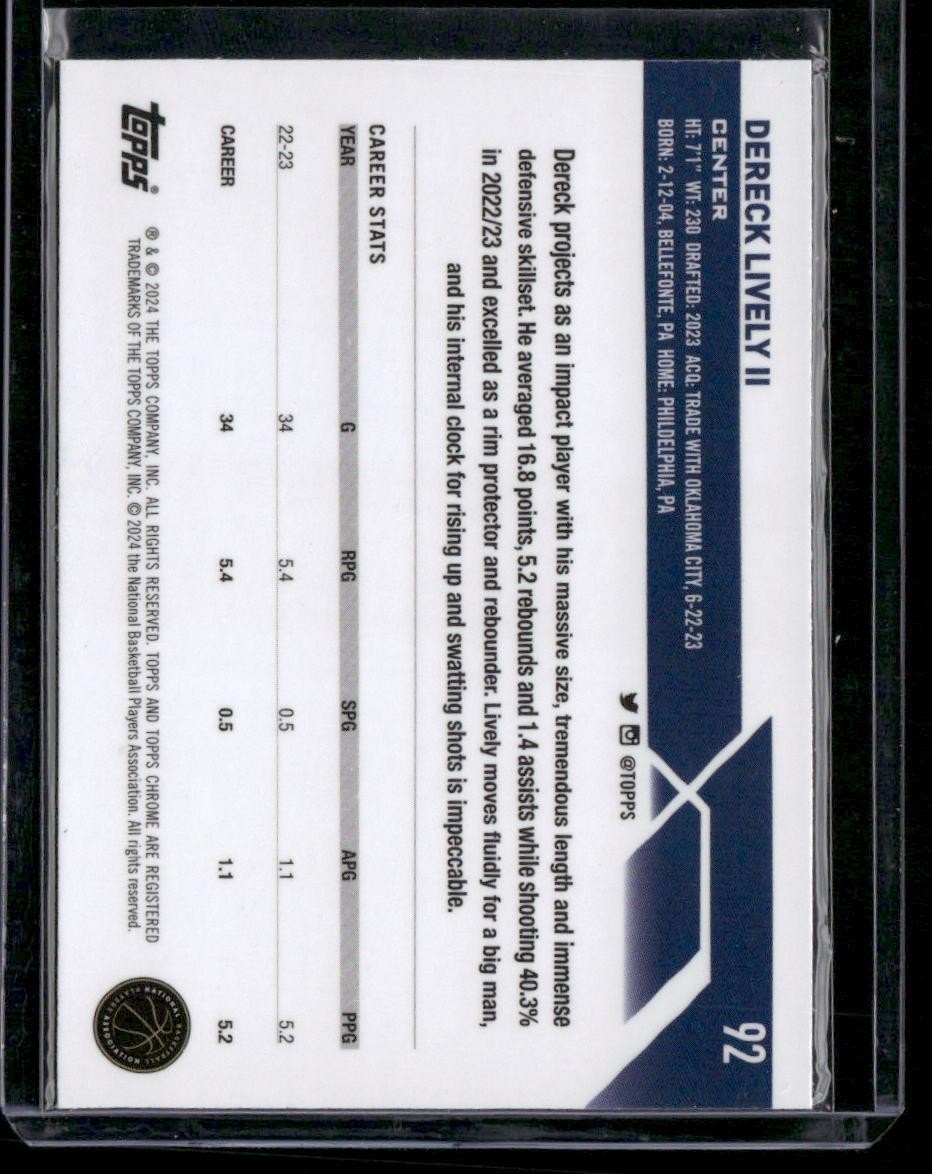 2023-24 Topps Chrome #92 Dereck Lively II