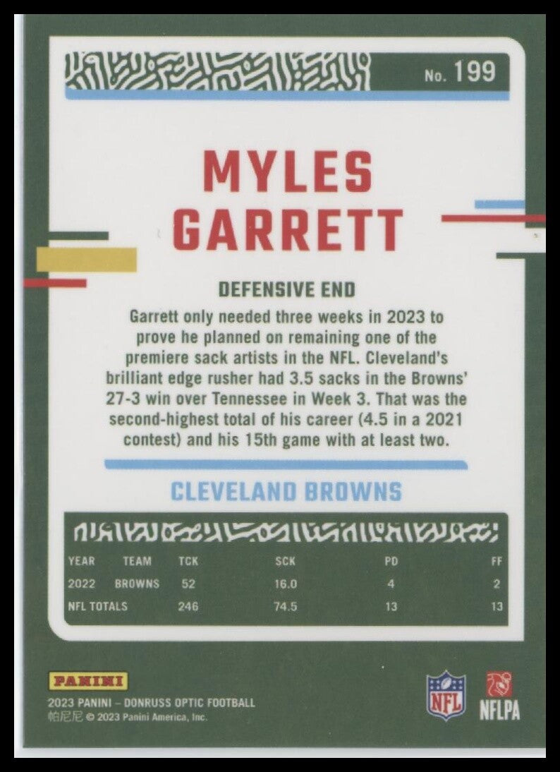 2023 Donruss Optic #199 Myles Garrett