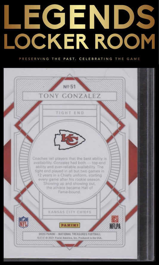 2020 Panini National Treasures #51 Tony Gonzalez #/99