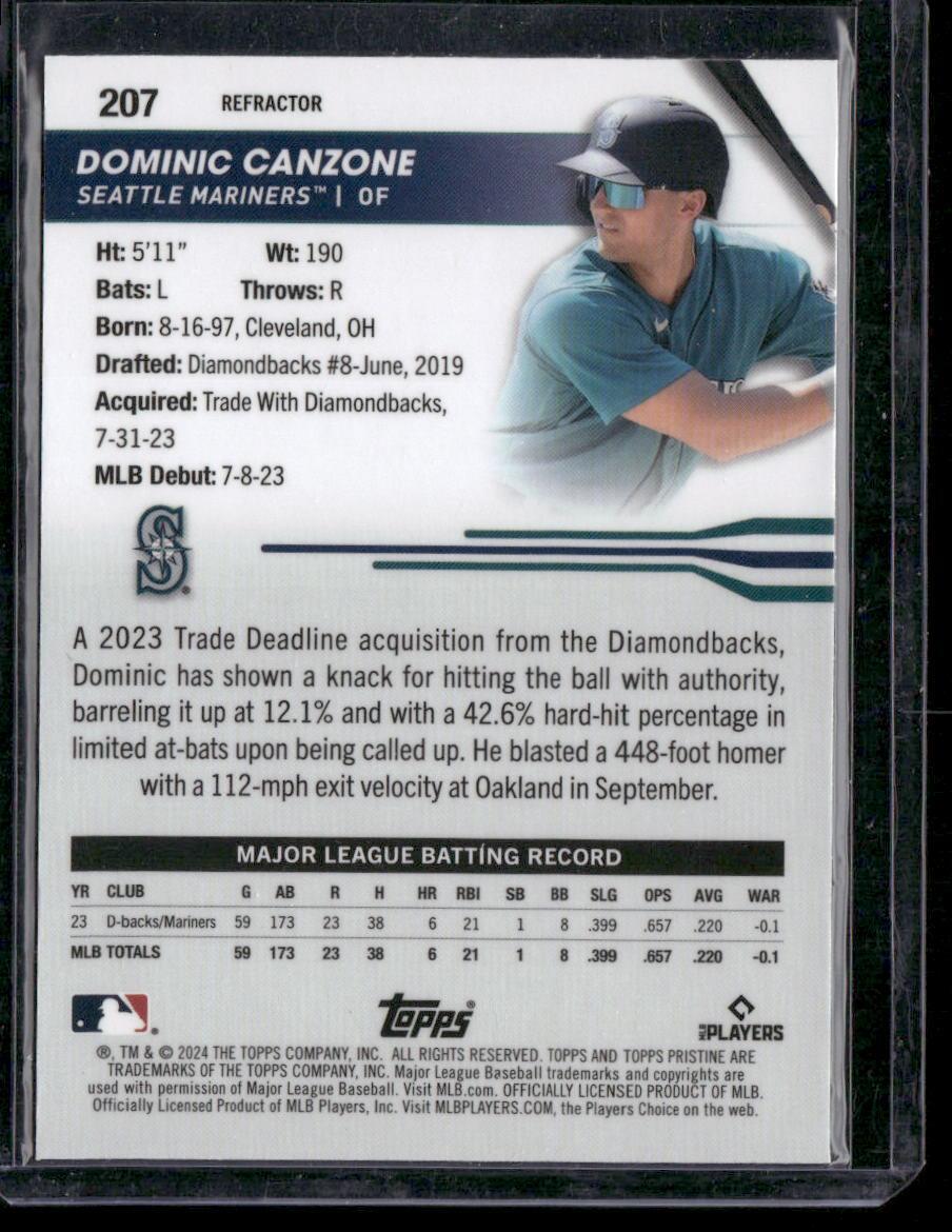 2024 Topps Pristine #207 Dominic Canzone Pristine Refractors