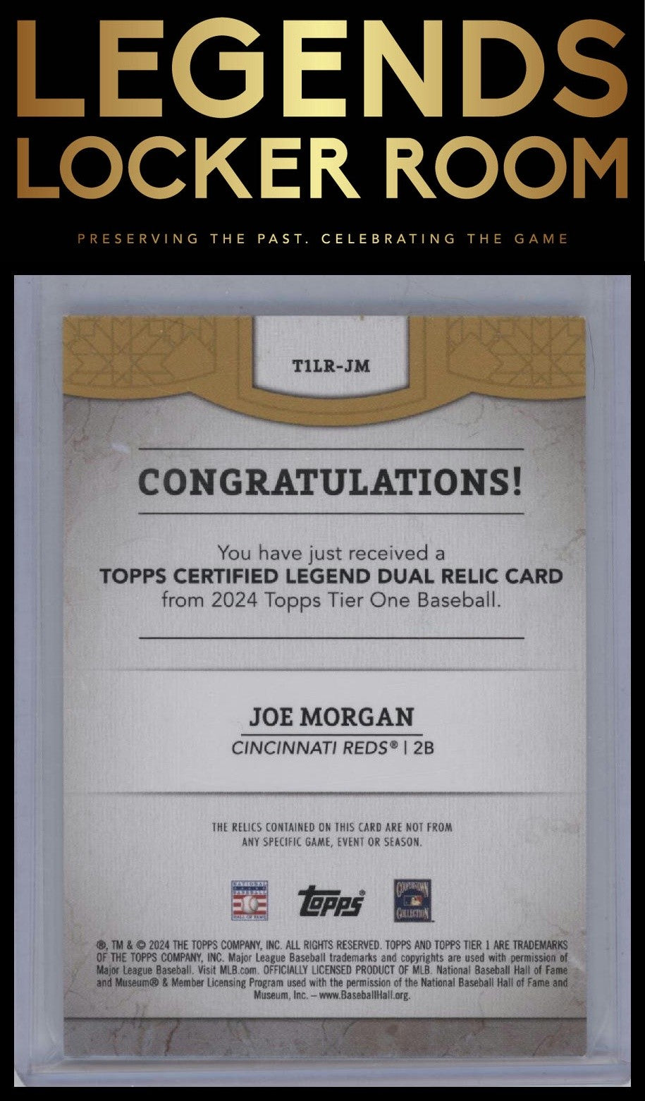2024 Topps Tier One #T1LR-JM Joe Morgan Tier One Legend Dual Relics