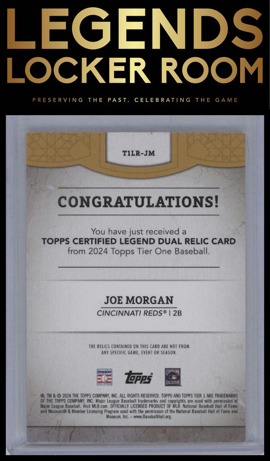 2024 Topps Tier One #T1LR-JM Joe Morgan Tier One Legend Dual Relics
