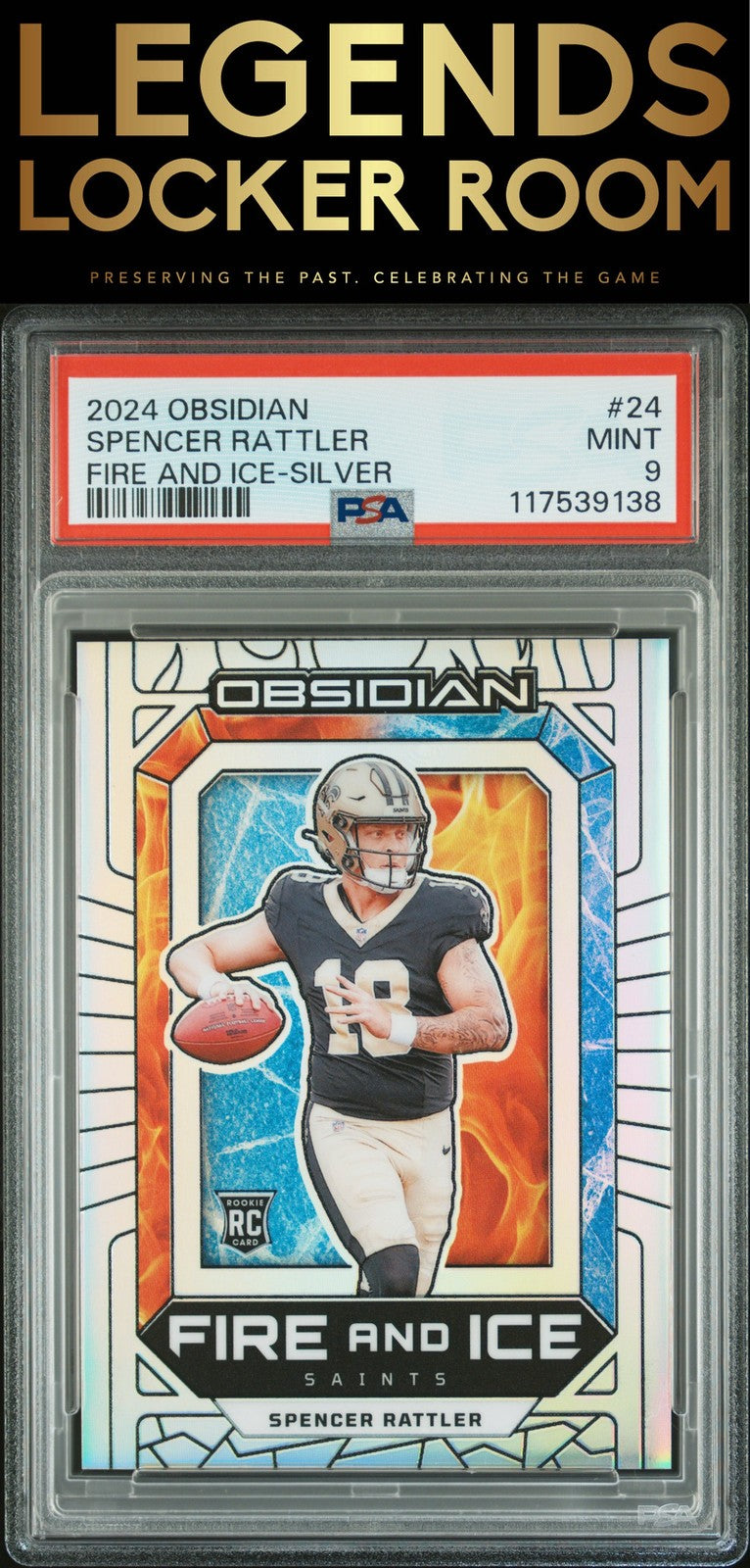 2024 Panini Obsidian Fire And Ice Spencer Rattler Fire And Ice-Silver PSA 9