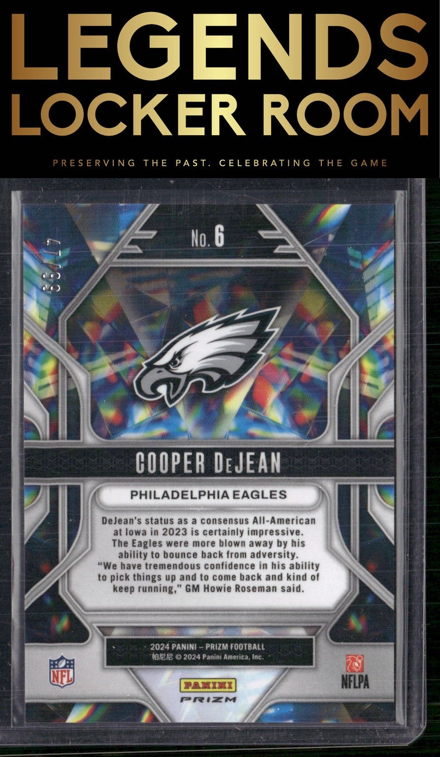 2024 Panini Prizm #6 Cooper DeJean Prizmatic Blue Ice Prizm #/99