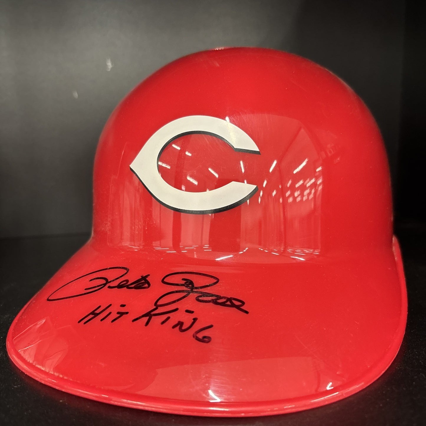 Cincinnati Reds Pete Rose Authentic Signed Batting Helmet “Hit King” Inscription