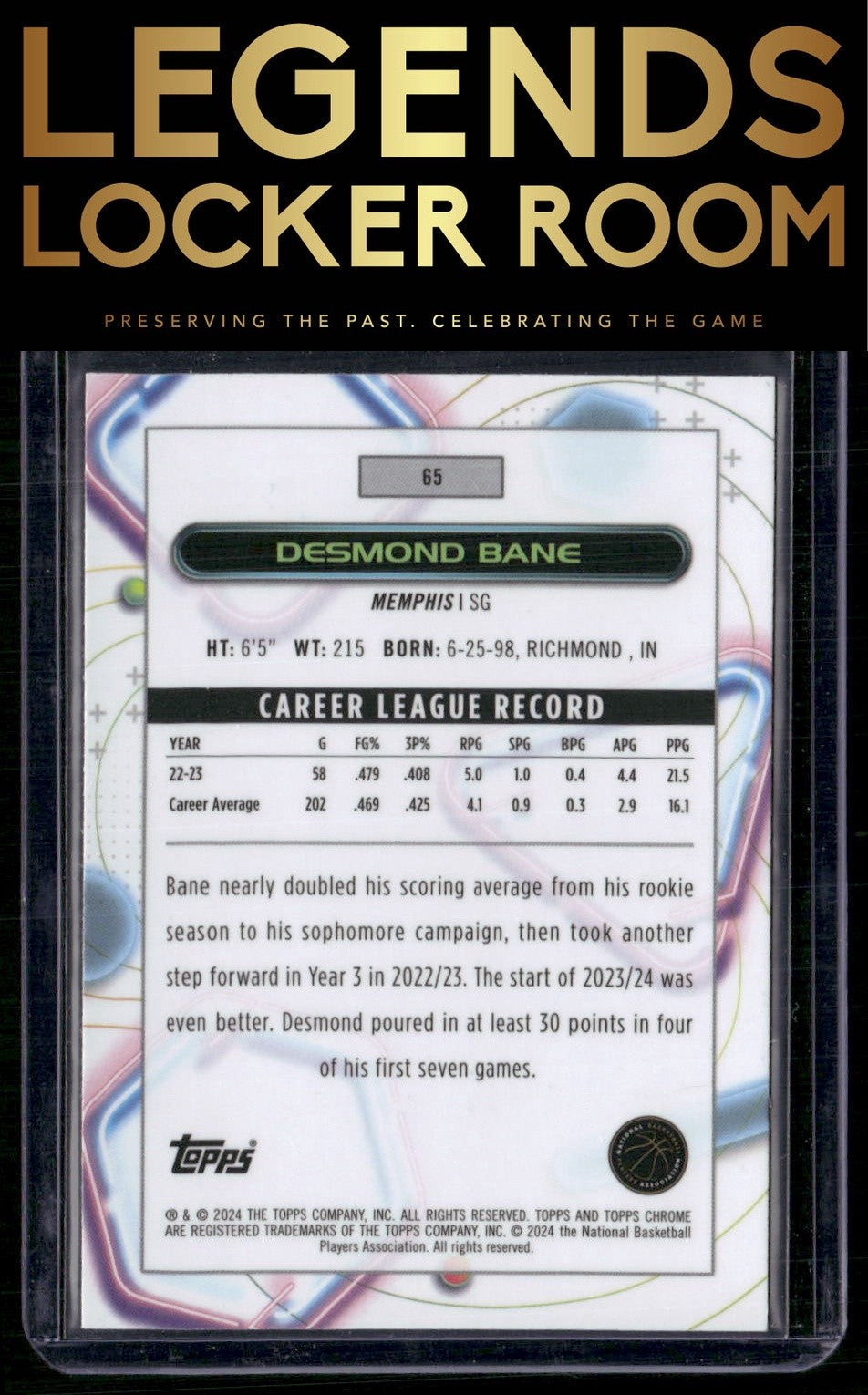2023-24 Topps Chrome Cosmic #65 Desmond Bane
