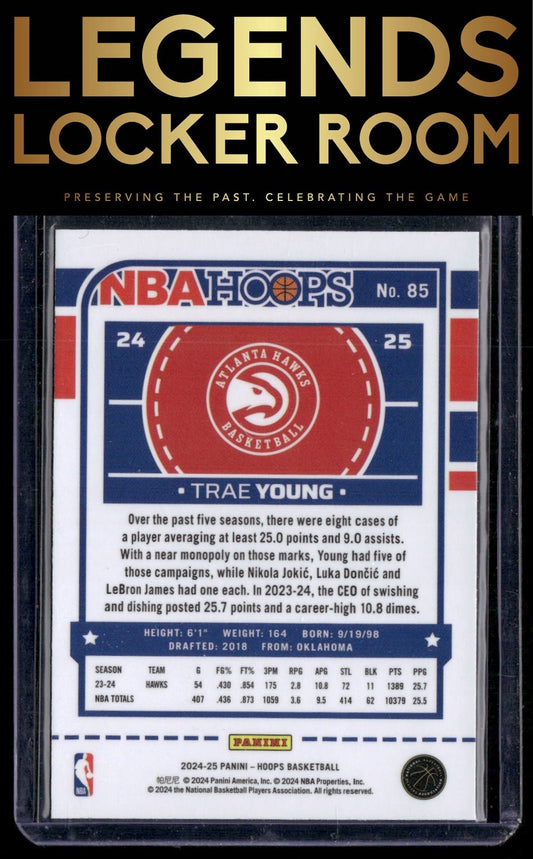 2024-25 Hoops #85 Trae Young Premium Prizms Silver