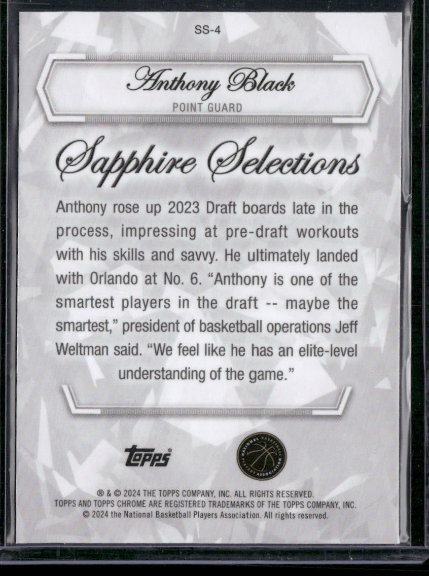 2024 Topps Chrome #SS-4 Anthony Black Sapphire Selections