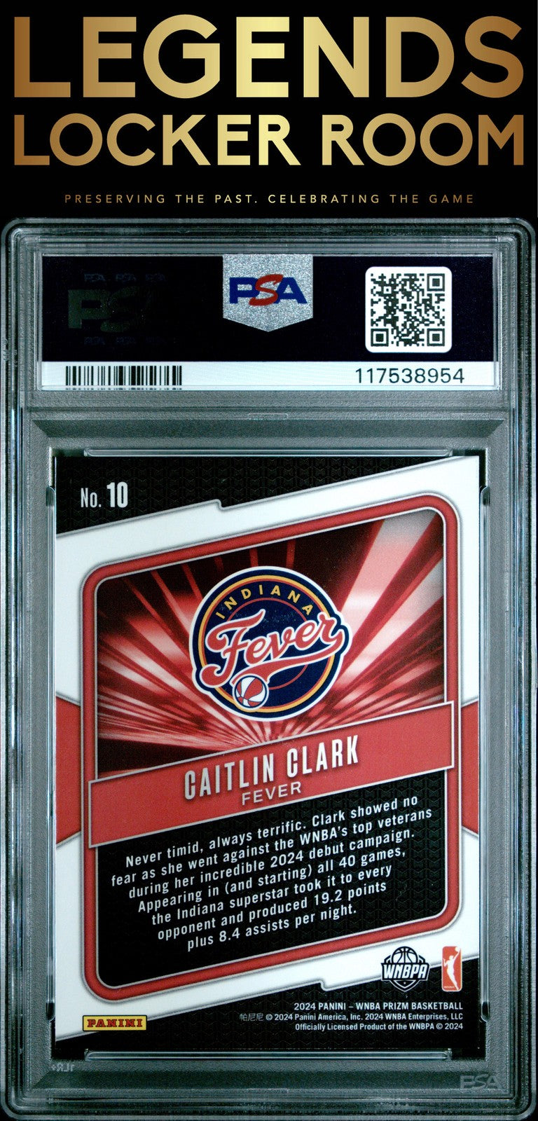 2024 Panini Prizm Wnba Fearless #10 Caitlin Clark PSA 8