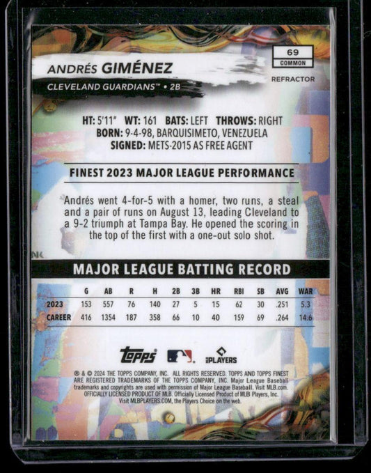 2024 Finest #69 Andres Gimenez Refractors
