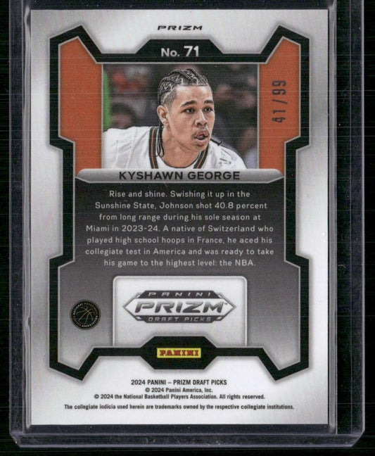 2024 Panini Prizm Draft Picks #71 Kyshawn George Prizms Blue Ice #/99